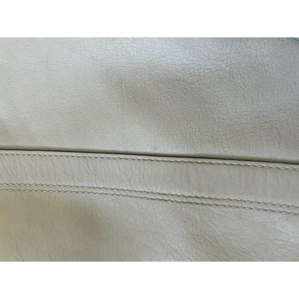 Coach White Leather Hobo Shoulder Bag with Dark Brown Strap